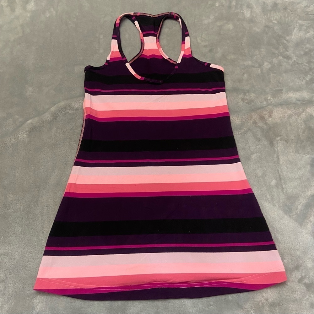 Lululemon Cool Racerback Assorted Stripe Bleached Coral Tank Top 21961 - Picture 7 of 12
